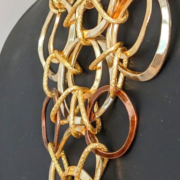 Fun Maze of Circles Necklace Gold and Copper-Bronze   NWT - Picture 3 of 6